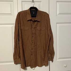 Van‎ Heusen Brown Checkered Button Down Shirt XXL